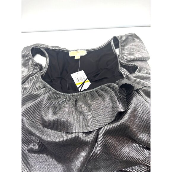 Michael Michael Kors Metallic Tiered Off-The-Shoulder Dress, Silver, M - Picture 8 of 13